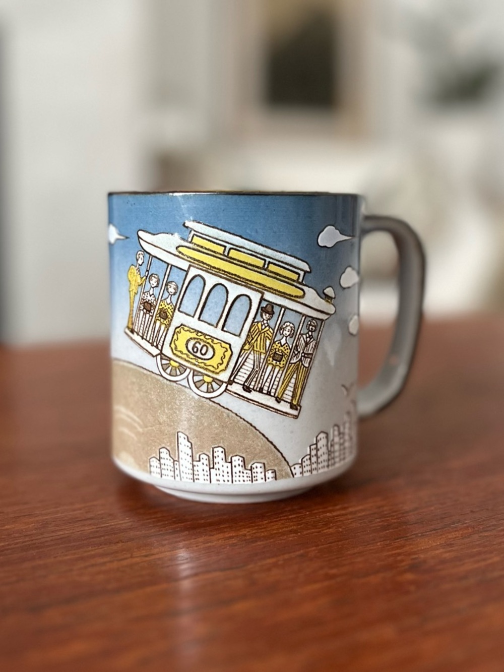 Vintage Otagiri Hand-Painted San Francisco Cable Car Mug